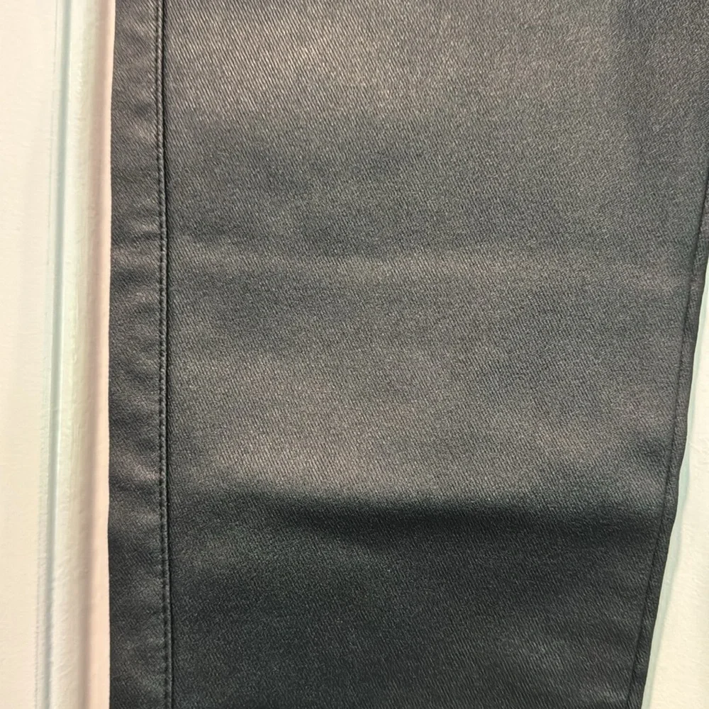 🔵 NWT Apperloth Womens Black Coated High Rise Skinny Ankle Pants Size Medium